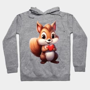 Valentine Squirrel Holding Heart Hoodie